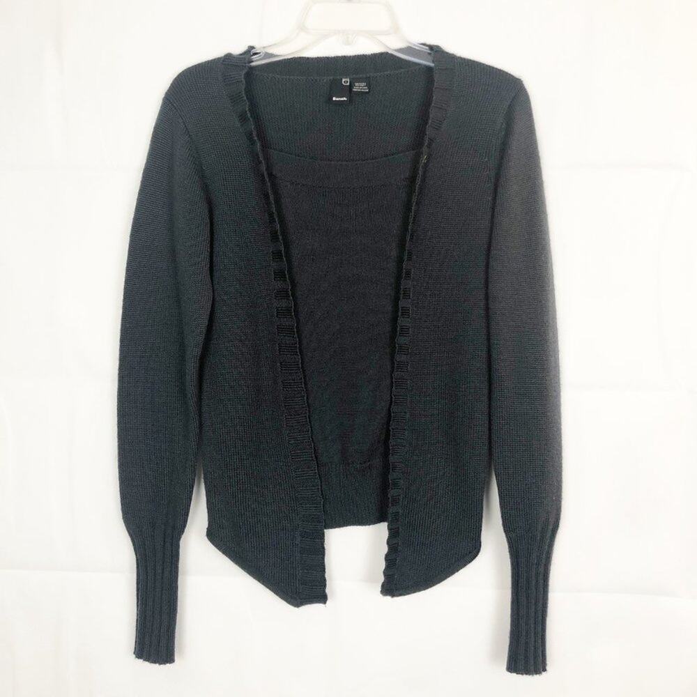 Bench Wool Blend Mock Layer Workwear Office Career Womens Cardigan Sweater Small